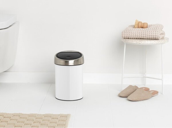 Biały stalowy kosz na śmieci otwierany na dotyk 3 l Touch Bin – Brabantia