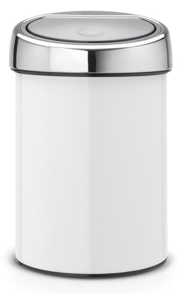 Biały stalowy kosz na śmieci otwierany na dotyk 3 l Touch Bin – Brabantia