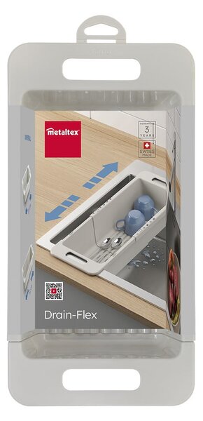 Szary regulowany plastikowy teleskopowy ociekacz na zlew 52x18 cm – Metaltex