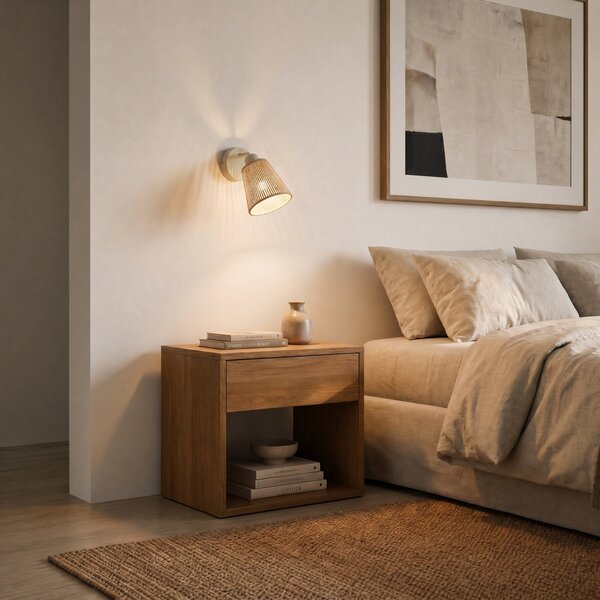 Lampa Ścienna Lindby, Anuva, ściemnialny, beżowy, sypialnia, papier | karton, dworkowy | rustykalny