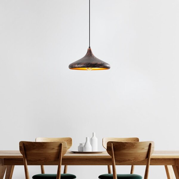 Czarna/w kolorze miedzi lampa wisząca z metalowym kloszem ø 34 cm Barek – Opviq lights