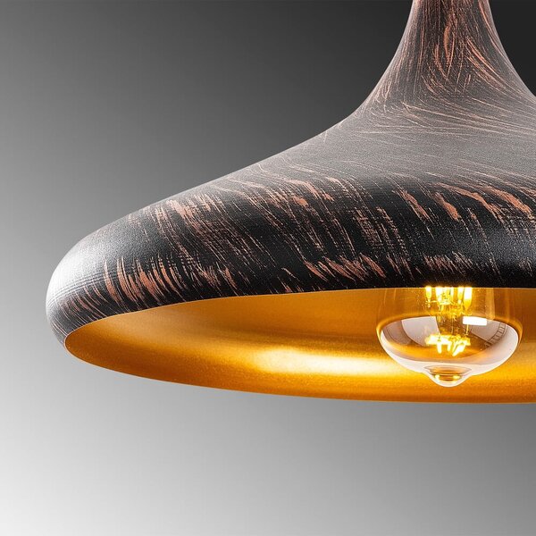 Czarna/w kolorze miedzi lampa wisząca z metalowym kloszem ø 34 cm Barek – Opviq lights