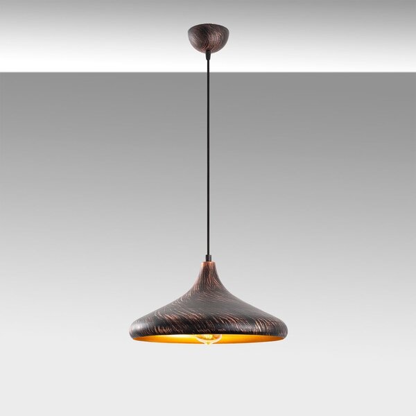 Czarna/w kolorze miedzi lampa wisząca z metalowym kloszem ø 34 cm Barek – Opviq lights