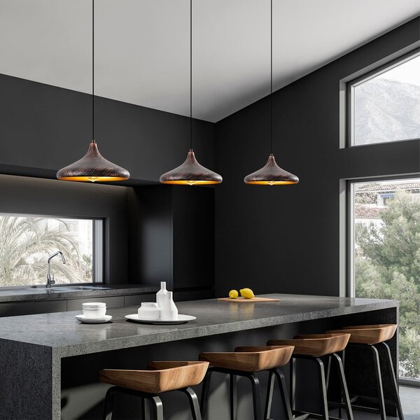 Czarna/w kolorze miedzi lampa wisząca z metalowym kloszem ø 34 cm Barek – Opviq lights