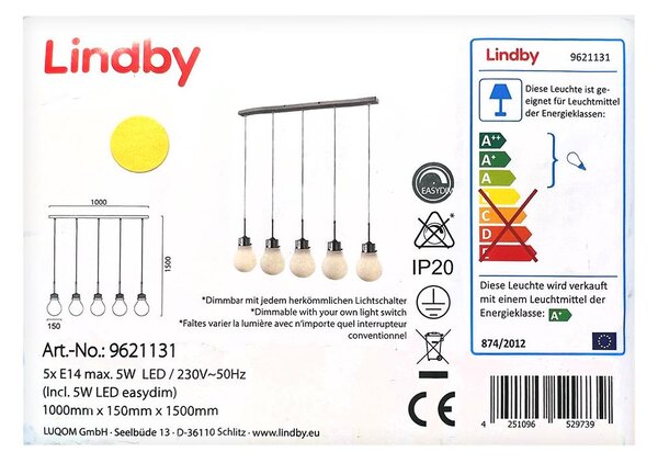 Lindby Lindby - LED Żyrandol ściemnialny na lince BADO 5xLED/5W/230V LW0848