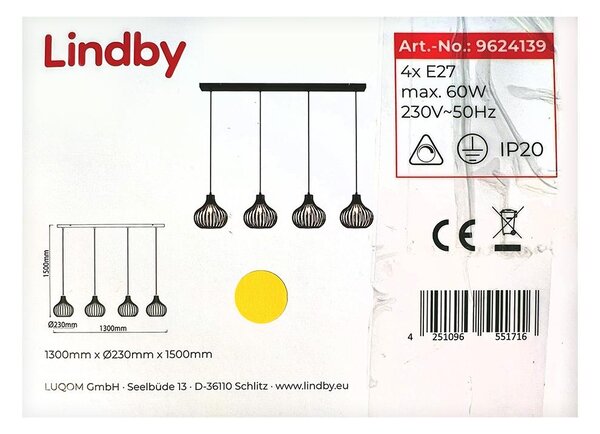 Lindby Lindby - Żyrandol na lince FRANCES 4xE27/60W/230V LW0612