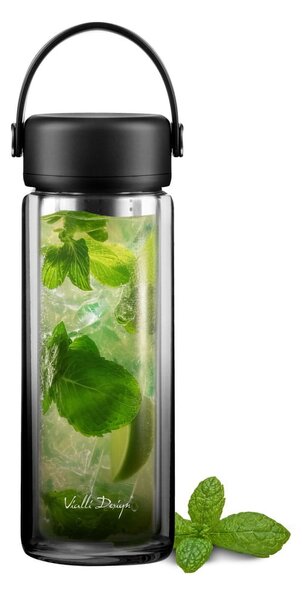 Czarna szklana butelka 350 ml Fuori – Vialli Design