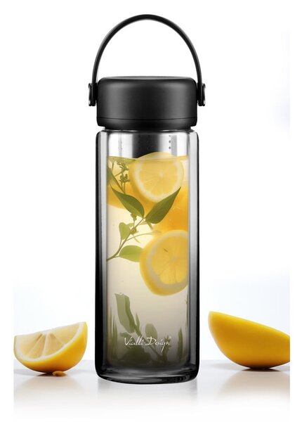 Czarna szklana butelka 350 ml Fuori – Vialli Design