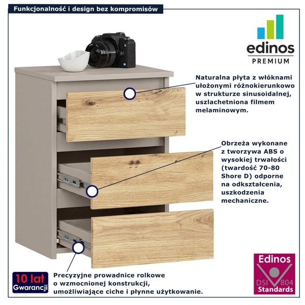 Minimalistyczna komoda kaszmir dąb artisan - Verris 3X