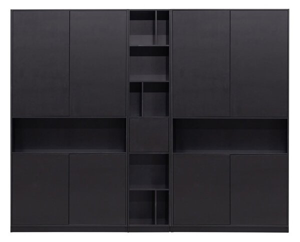 Czarny regał modułowy z litego drewna sosnowego 260x210 cm Finca – WOOOD