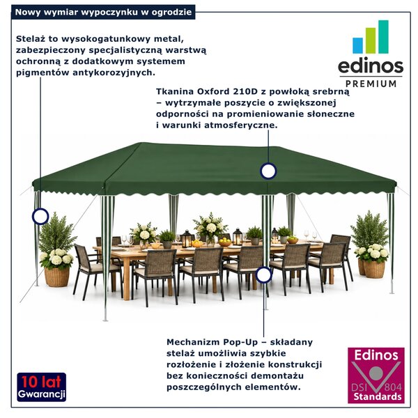 Zielony imprezowy namiot ogrodowy rozkładany P6-S75