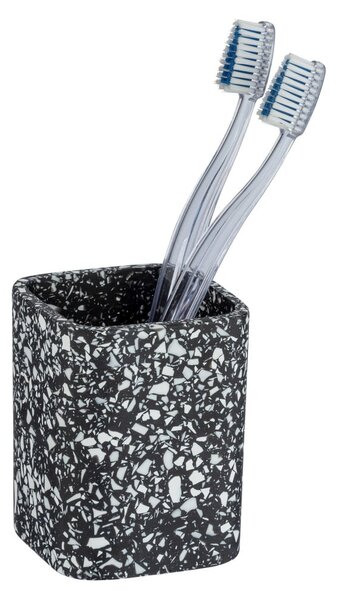 Czarny kubek na szczoteczki Wenko Terrazzo