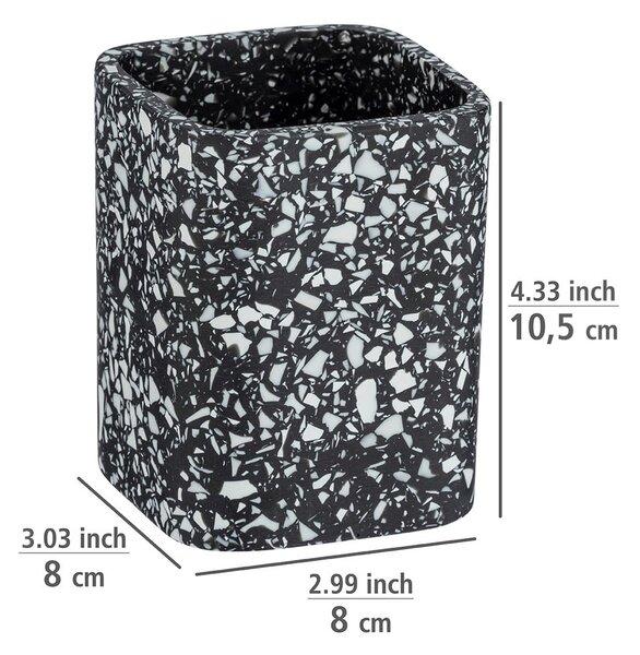 Czarny kubek na szczoteczki Wenko Terrazzo