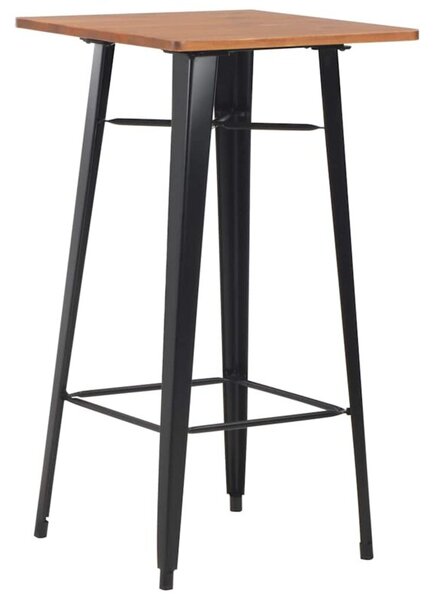 Stolik barowy, czarny, 60x60x108 cm, lite drewno sosnowe i stal