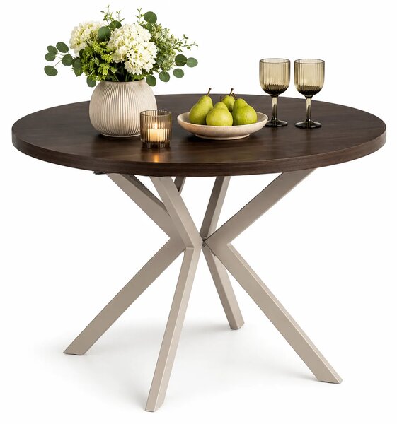 Orzechowy stół okrągły rozkładany 90-190 cm orzech + kaszmir C8-P35