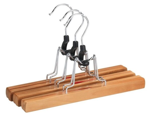 Komplet 3 drewnianych wieszaków na spodnie Wenko Clamping Hanger
