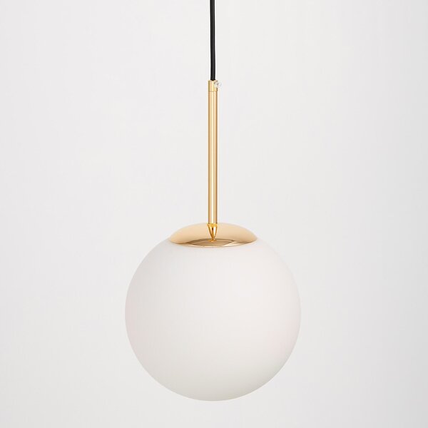 LAMPA WISZĄCA NOWOCZESNA ZŁOTA BIAŁA KULA FREDICA 20
