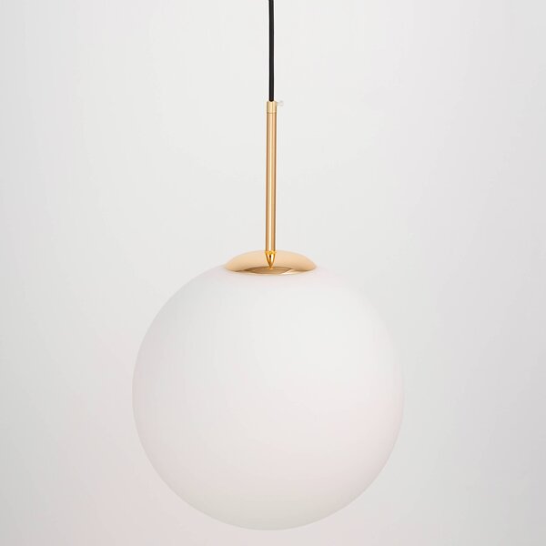 LAMPA WISZĄCA NOWOCZESNA ZŁOTA BIAŁA KULA FREDICA 30