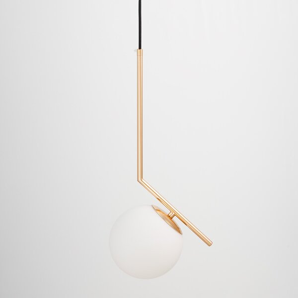 LAMPA WISZĄCA NOWOCZESNA ZŁOTA BIAŁA KULA SORENTO 15