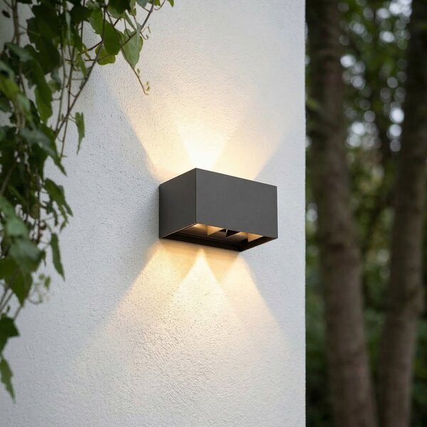 Zewnętrzna Lampa Lindby, Nivar, czarny, taras, aluminium, nowoczesny