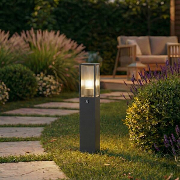 Zewnętrzna Lampa Lindby, Peldar, ściemnialny, czarny, taras, aluminium, nowoczesny