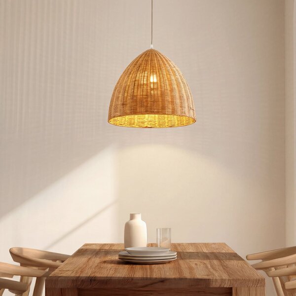 Lampa Wisząca Lindby, Laverne, ściemnialny, drewniany, salon, drewno, skandynawski