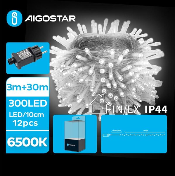 Aigostar B.V. Aigostar - LED Zewnętrzny łańcuch bożonarodzeniowy 300xLED/8 funkcji 33m IP44 zimna biel AI0488