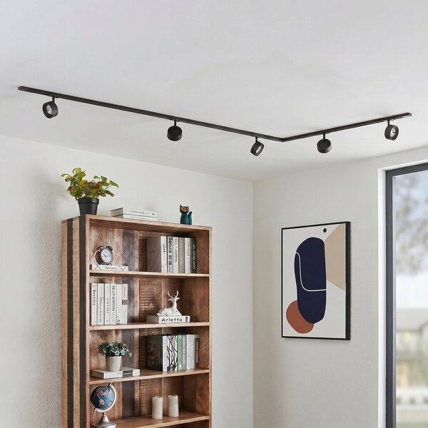 Lampa Sufitowa Lindby, Linaro, czarny, gabinet | pracownia, metal, nowoczesny