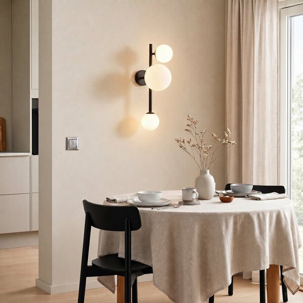 Lampa Ścienna ALDEX, Dione, ściemnialny, czarny, salon, szkło, nowoczesny