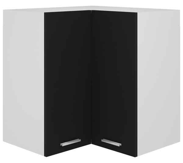 Wisząca szafka narożna, czarna, 57x57x60 cm, płyta wiórowa