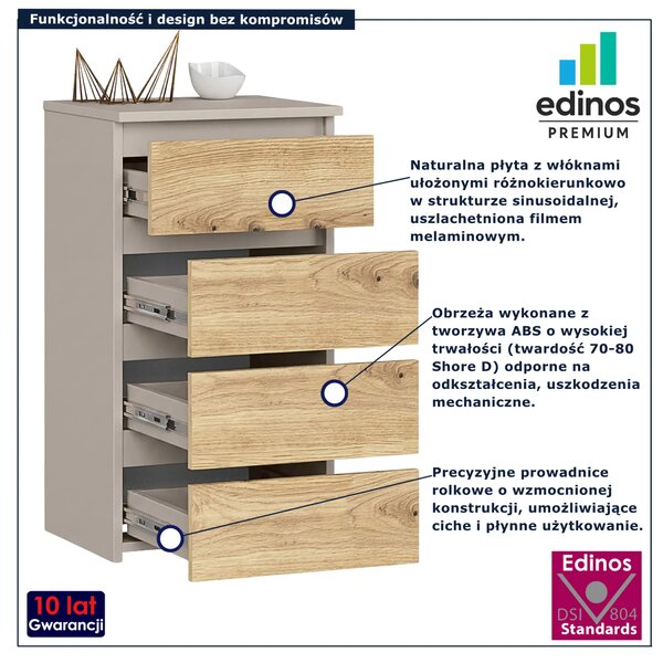 Nowoczesna komoda z szufladami kaszmir dąb artisan - Verris 4X