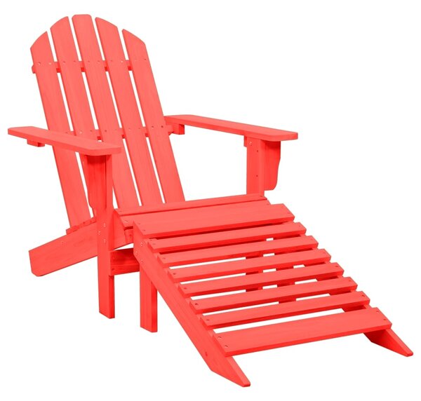 Krzesło ogrodowe Adirondack z podnóżkiem, jodłowe, czerwone