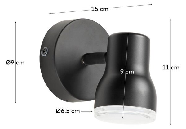 Czarny kinkiet ø 6,5 cm Tehila – Kave Home