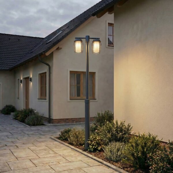 Zewnętrzna Lampa Lucande, Chandan, szary, metal, nowoczesny