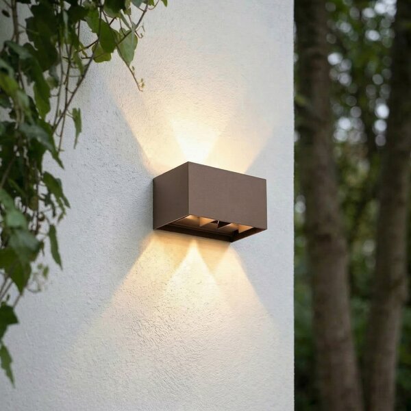 Zewnętrzna Lampa Lindby, Nivar, brąz rdzawy, taras, aluminium, nowoczesny