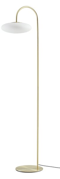 Lampa Podłogowa Lucande, Tenebra, ściemnialny, złoty | mosiężny, salon, mosiądz, nowoczesny
