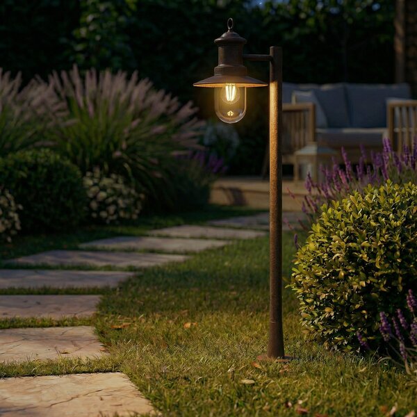 Zewnętrzna Lampa Lindby, Eloretta, ściemnialny, brąz rdzawy, taras, metal, dworkowy | rustykalny