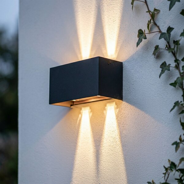 Lampa ścienna zewnętrzna czarna ze złotem w komplecie LED 4-światłowa IP54 - Edwin