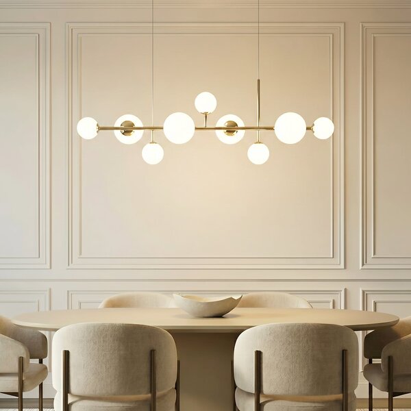 Lampa Wisząca ALDEX, Dione, ściemnialny, złoty | mosiężny, salon, szkło, nowoczesny