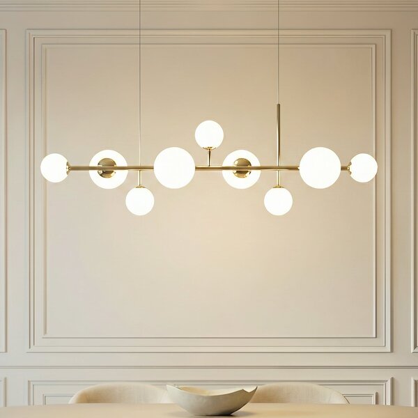 Lampa Wisząca ALDEX, Dione, ściemnialny, złoty | mosiężny, salon, szkło, nowoczesny