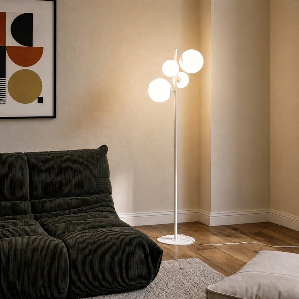 Lampa Podłogowa ALDEX, Dione, biały, salon, szkło, nowoczesny