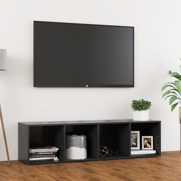 Szafka pod TV, szara, 142,5x35x36,5 cm, materiał drewnopochodny