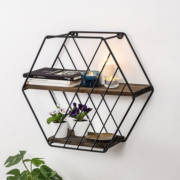 Brązowa wielopoziomowa półka z litego drewna świerkowego 44 cm Liliales – Kalune Design