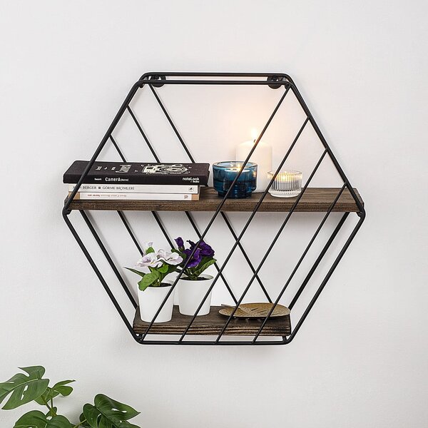 Brązowa wielopoziomowa półka z litego drewna świerkowego 44 cm Liliales – Kalune Design