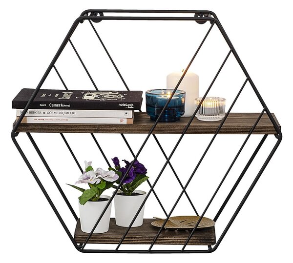 Brązowa wielopoziomowa półka z litego drewna świerkowego 44 cm Liliales – Kalune Design