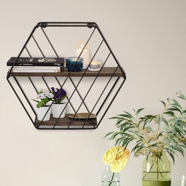 Brązowa wielopoziomowa półka z litego drewna świerkowego 44 cm Liliales – Kalune Design
