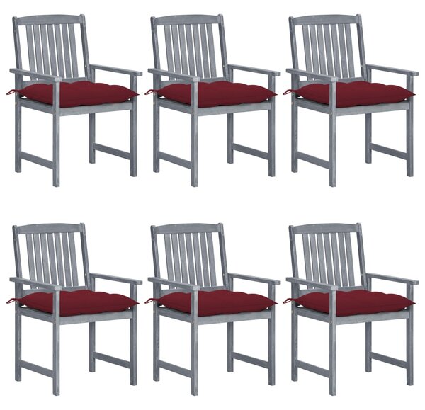 Krzesła ogrodowe z poduszkami, 6 szt., drewno akacjowe, szare