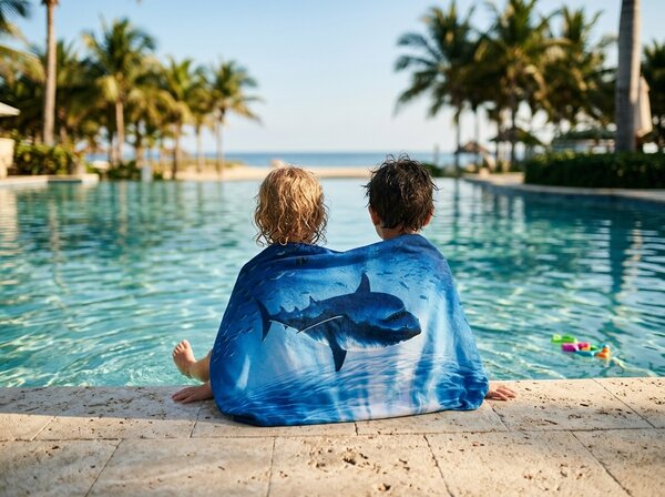 Ręcznik plażowy XXL szybkoschnący SHARKON niebieski 150 x 210 cm, 100% mikrofibra