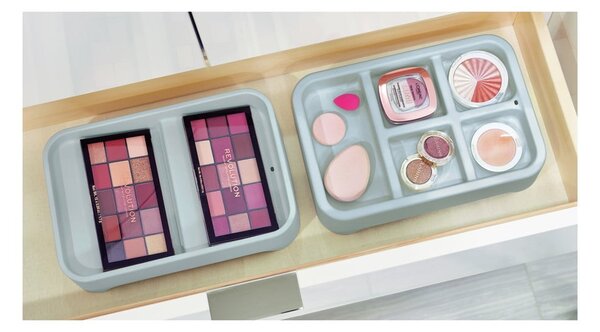 Szary organizer na kosmetyki iDesign Eco Bin, 28,12x19,23 cm