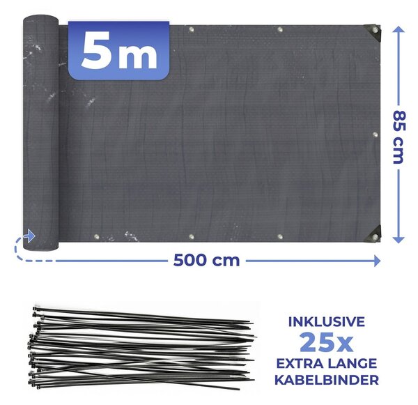Czarna plastikowa osłona balkonowa 500x85 cm – Maximex